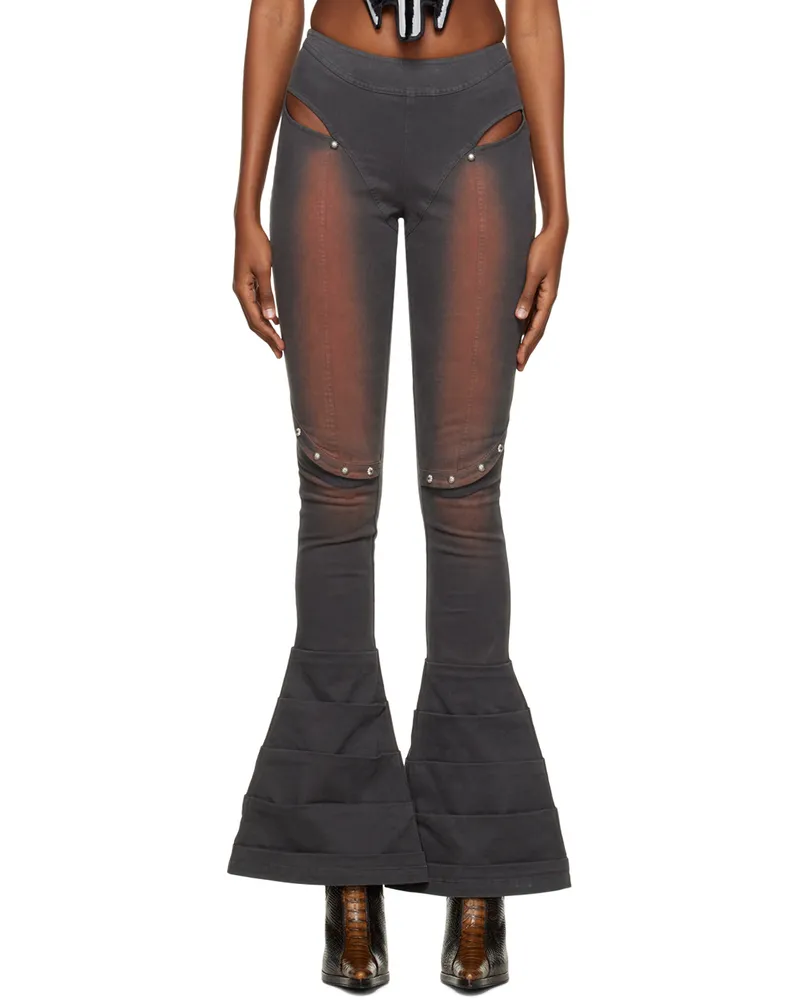 DIDU Gray Washed Denim Trousers Dark