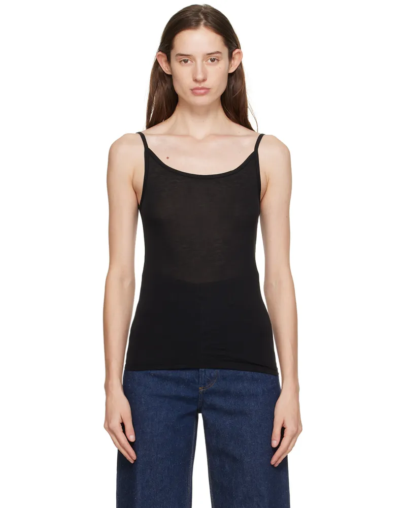Baserange Black Semi-Sheer Tank Top Black