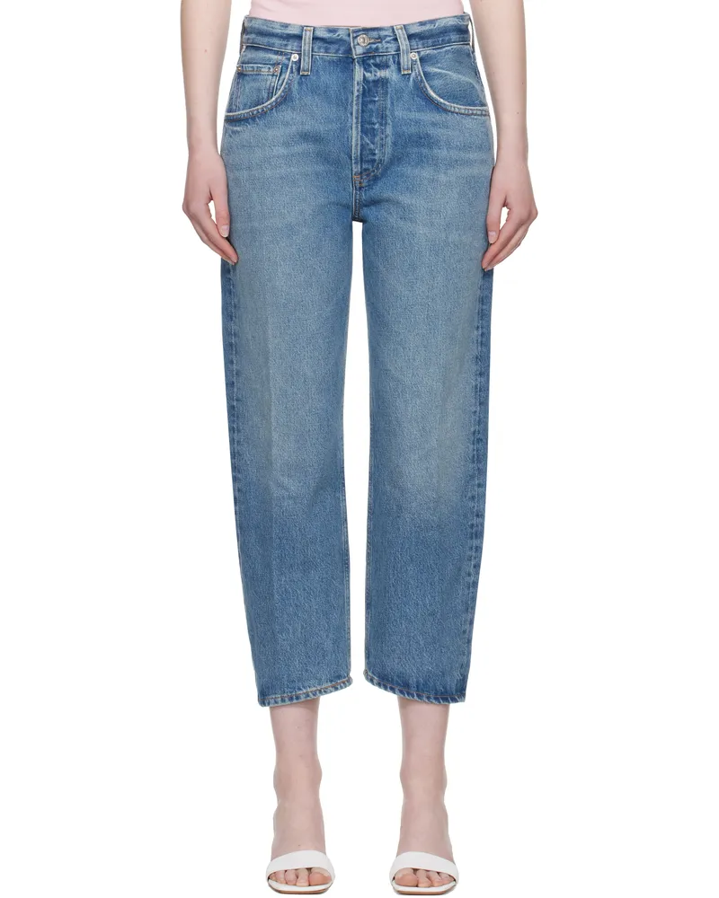 Citizens of humanity Blue Dahlia Bow Leg Baby Roll Jeans Pacifica