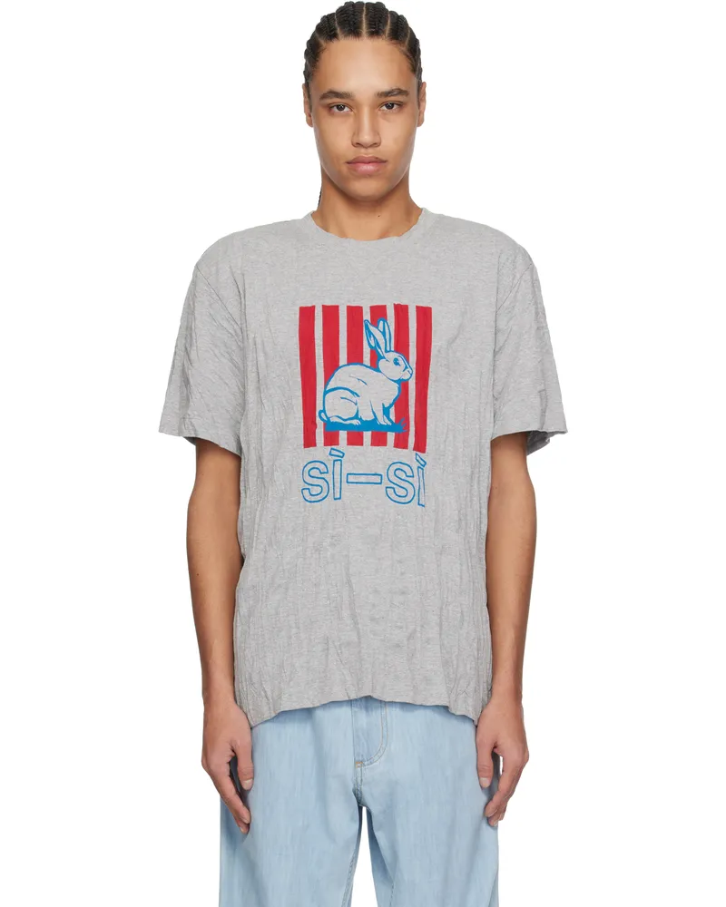 Bottega Veneta Gray Crushed Cotton Printed Jersey T-shirt 1367