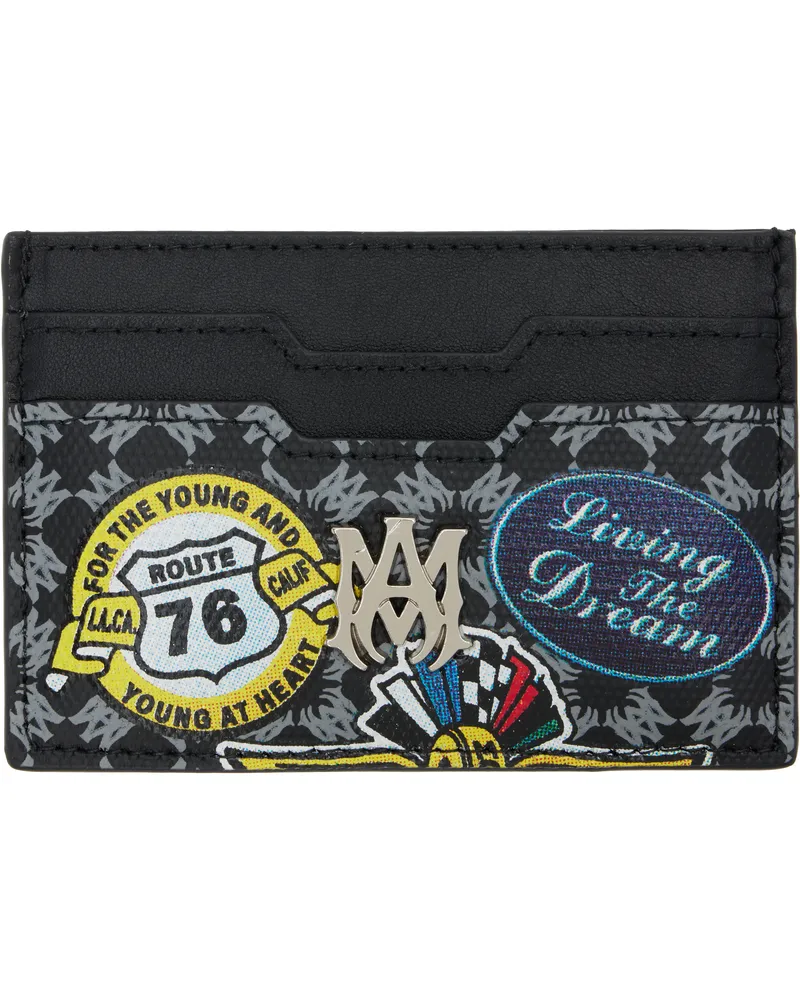 Amiri Black MA Station Patch Card Holder Black