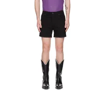 Black Five-Pocket Denim Shorts