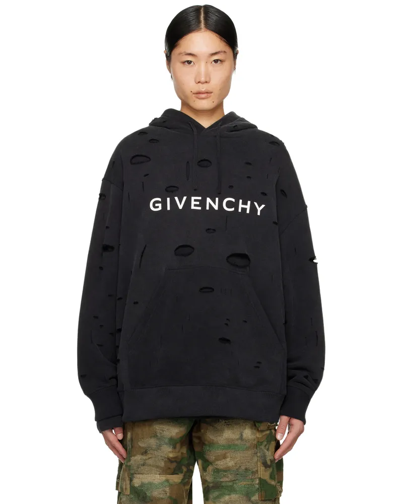 Givenchy Black Cutout Hoodie 011-faded