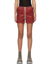 Rick Owens Red Gabe Denim Shorts Cardinal