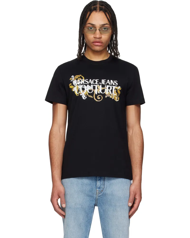 Versace Jeans Black Logo Baroque T-shirt Eg89-black