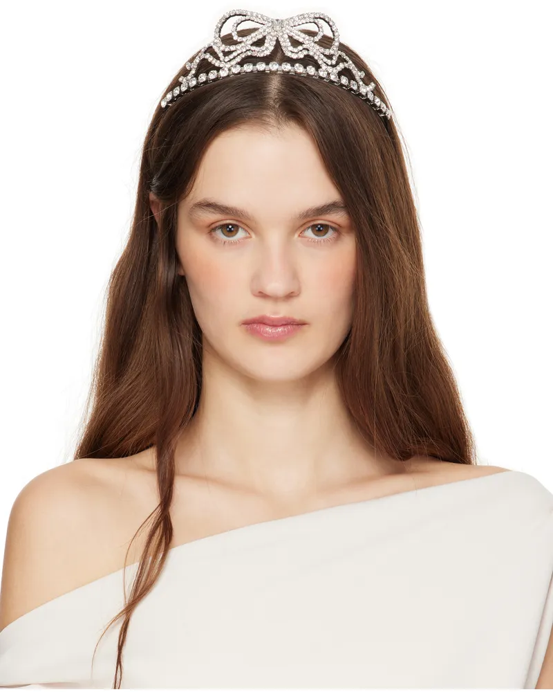 Blumarine Silver Bow Crystal Headband N0999
