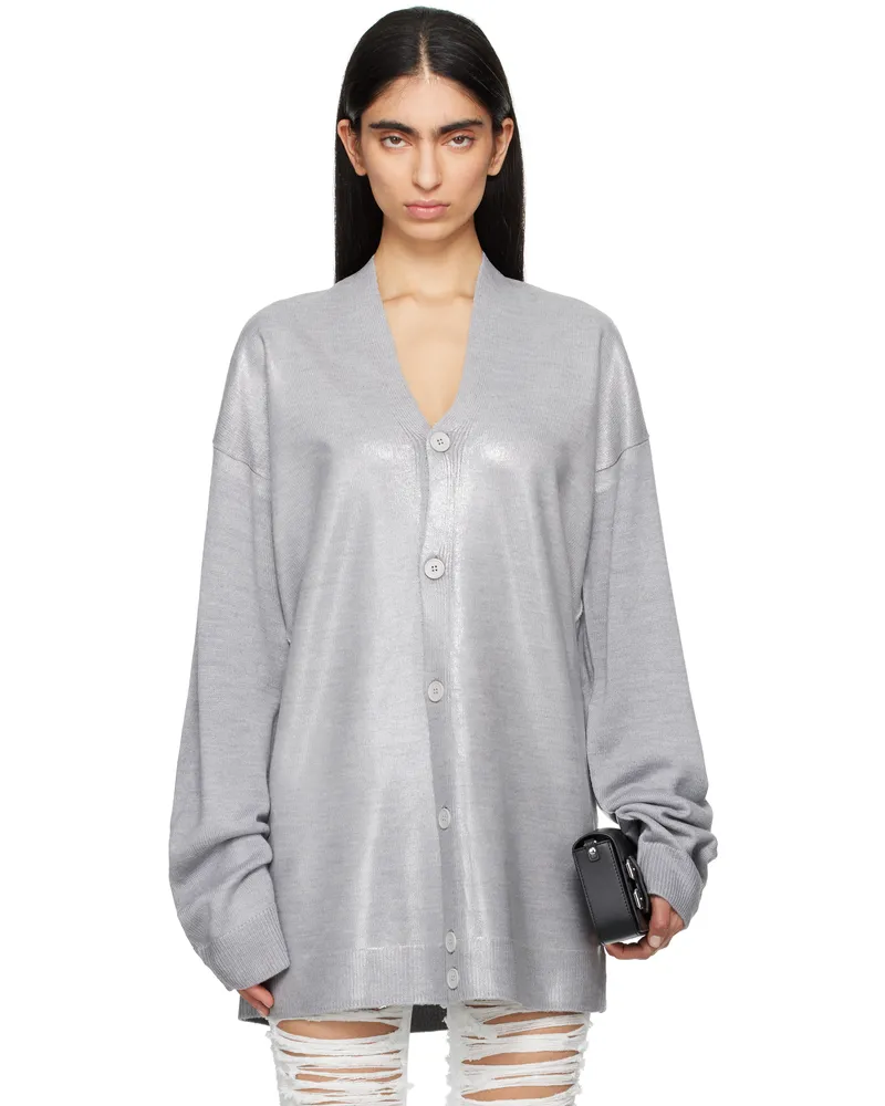 Maison Margiela Gray Plastified Knit Cardigan 857s