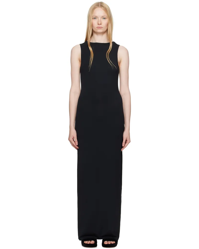 SKIMS Black Smooth Layers Long Boat Neck Maxi Dress Obsidian