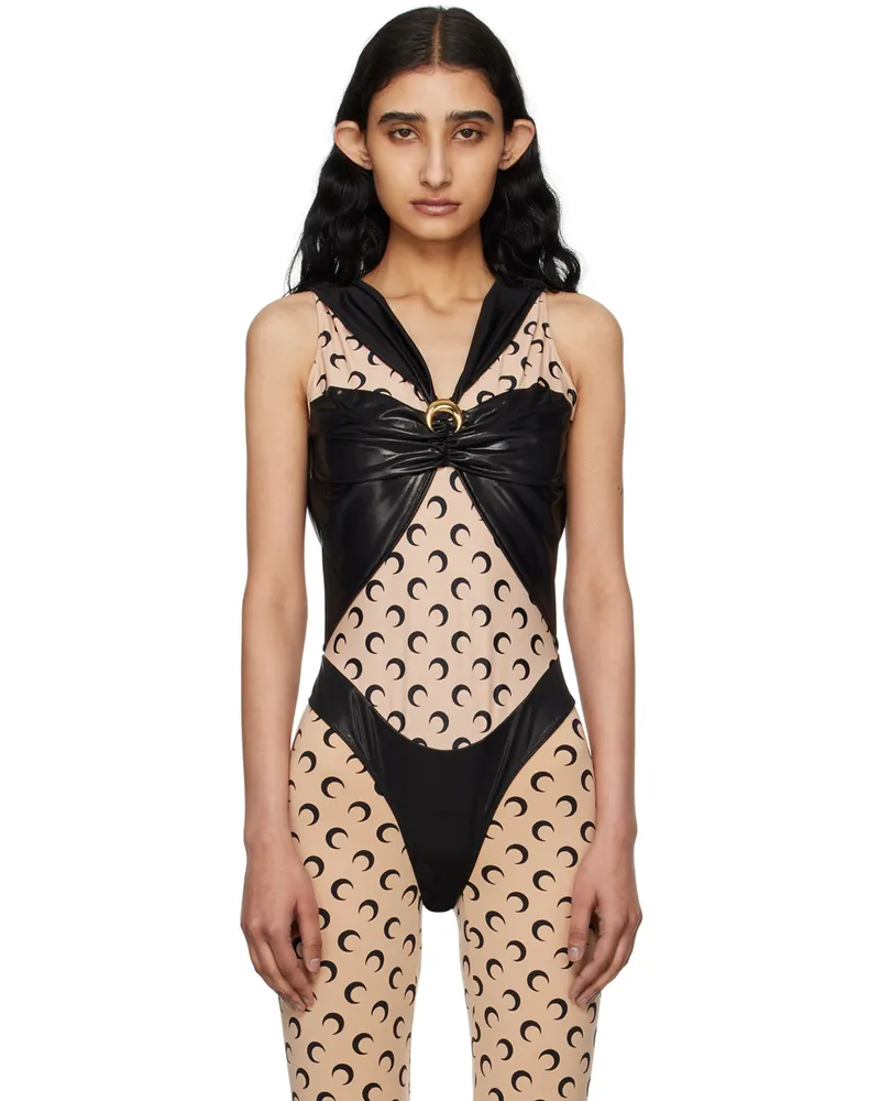 Marine Serre Black Draped Bodysuit Bk99