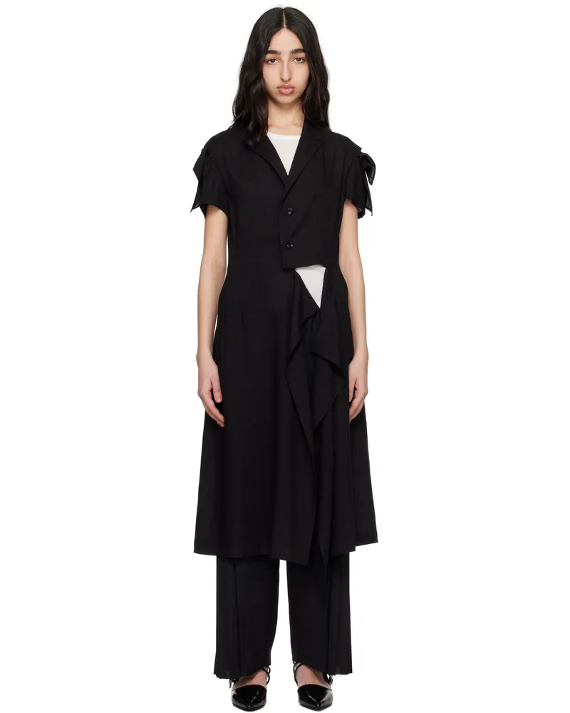 Yohji Yamamoto Black Rayon Linen Sheeting Square Jacket 3