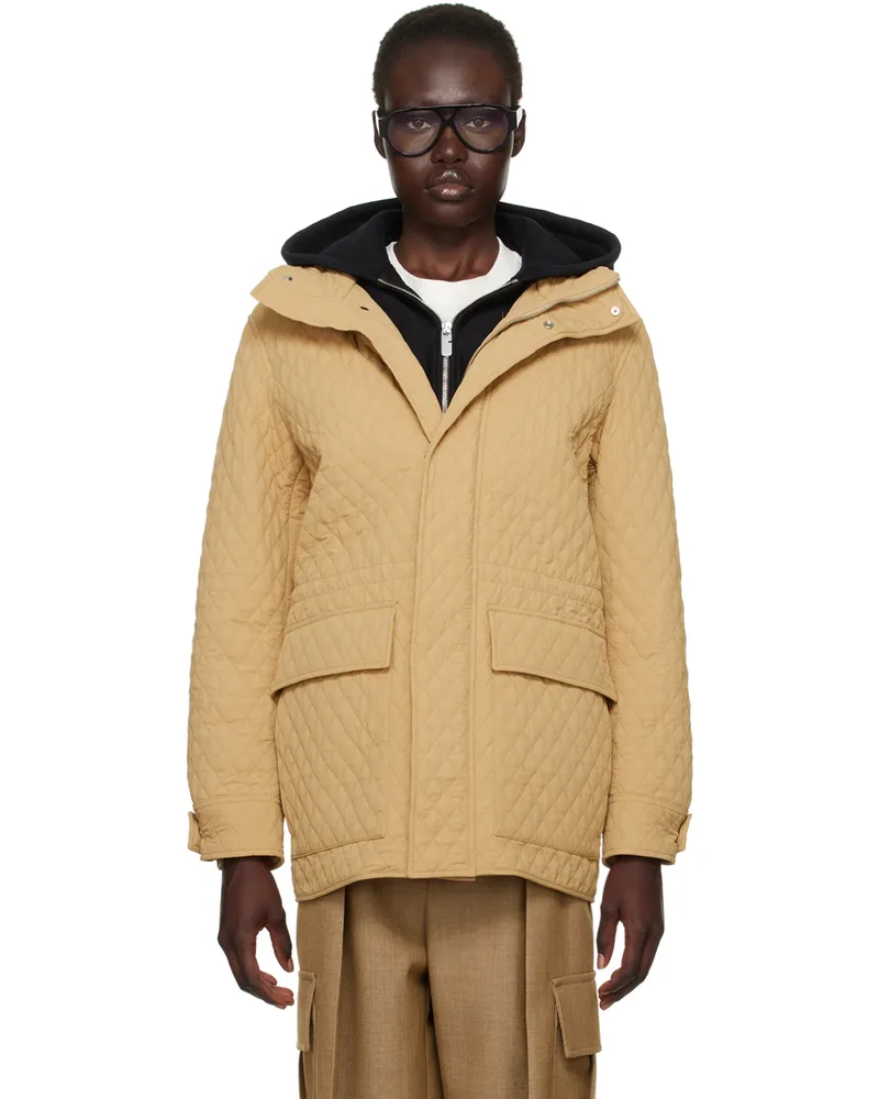 Burberry Beige Check Hood Quilted Nylon Jacket B8626