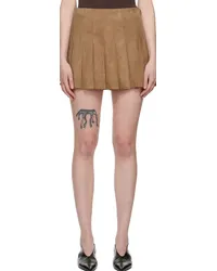 STAND Tan Pleated Suede Miniskirt Sand