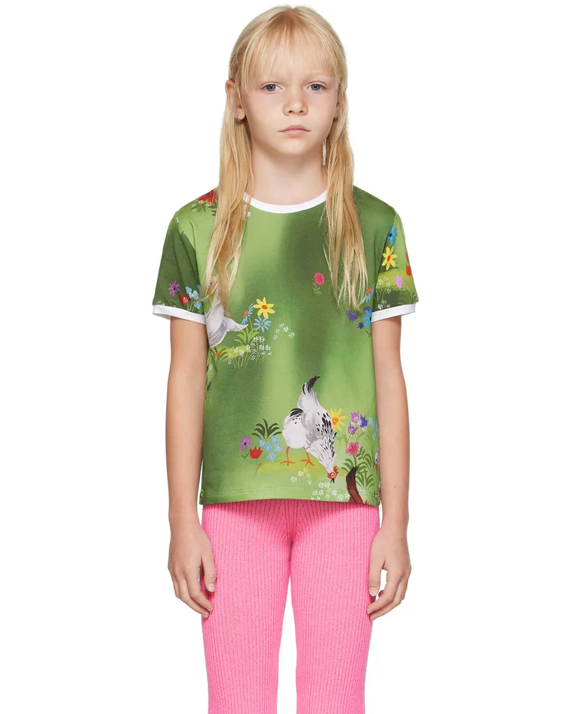 CORMIO Kids Green Printed T-Shirt Animaletti