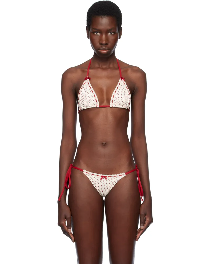 Frankies Bikinis Off-White Bella Hadid Edition Nick Triangle Bikini Top Strawberry