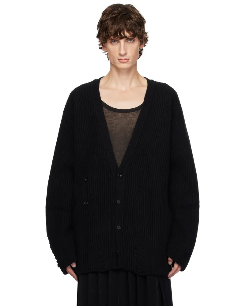Ann Demeulemeester Black Ingemar Oversize Distressed Cardigan Black