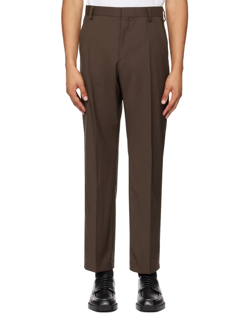 HUGO BOSS Brown Virgin Wool Trousers 212-medium