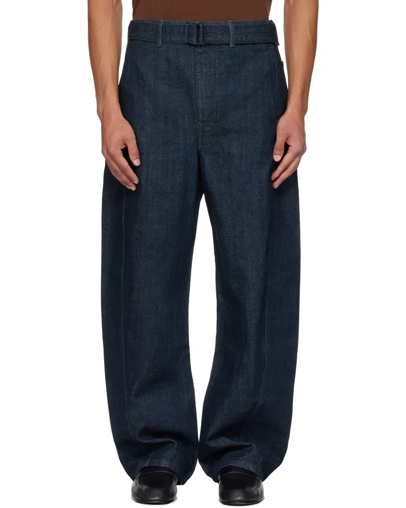 Christophe Lemaire Navy Twisted Belted Jeans Bl760