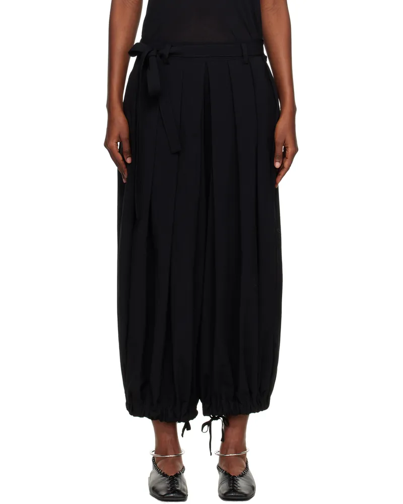 Yohji Yamamoto Black Hard-Twisted Lawn Tucked Trousers 1