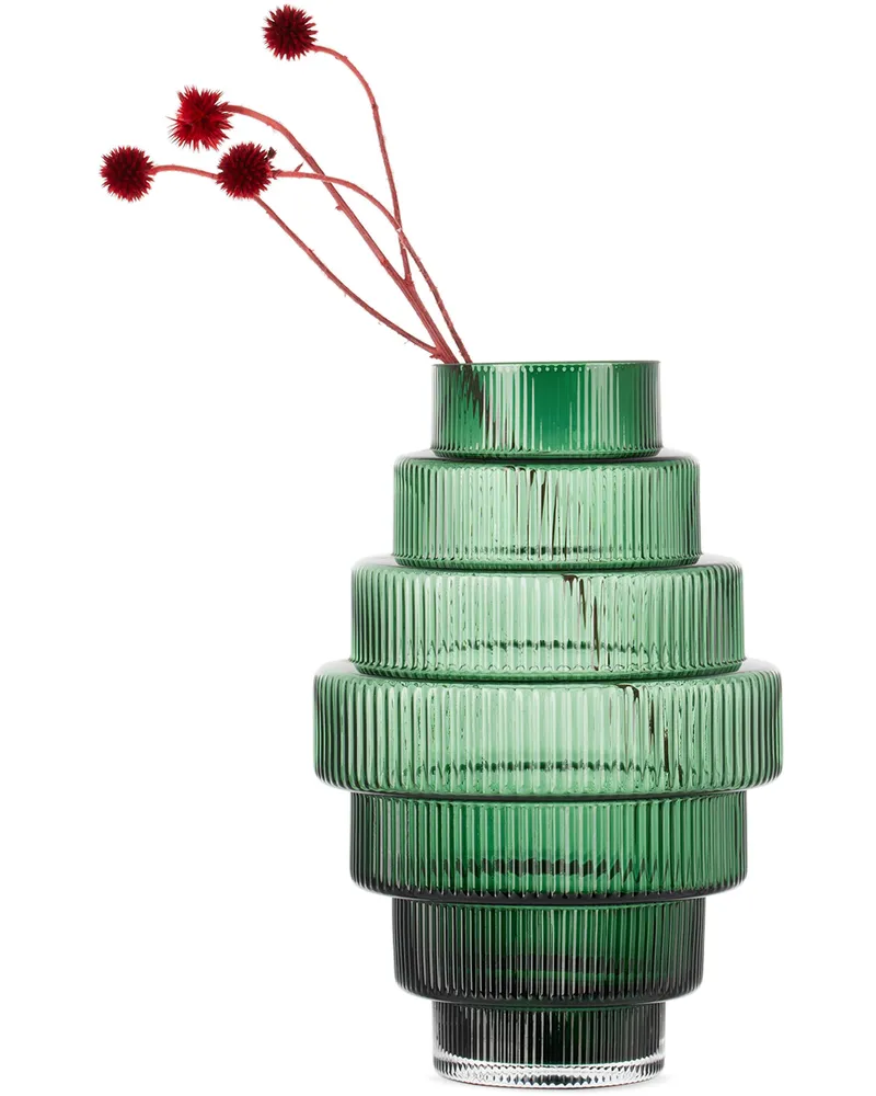 POLSPOTTEN Green Small Steps Vase Dark