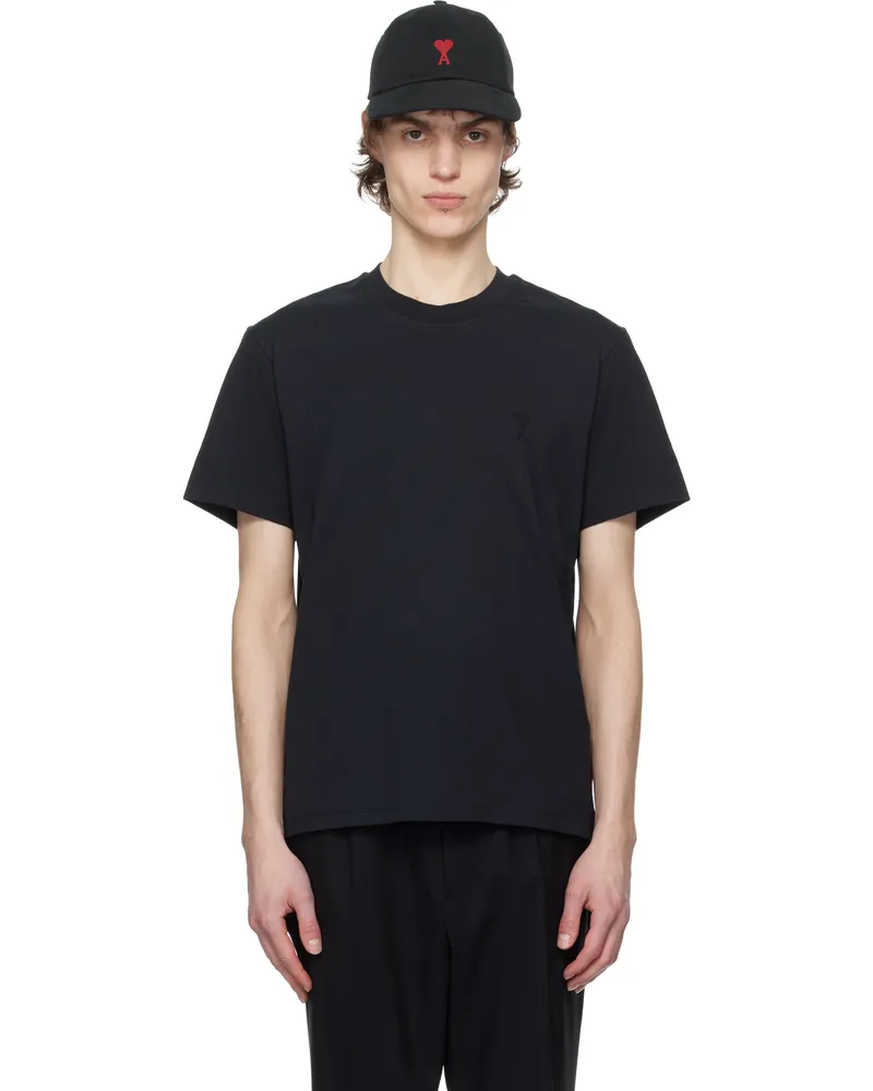 AMI Paris Black Cotton Ami de Coeur T-shirt 001