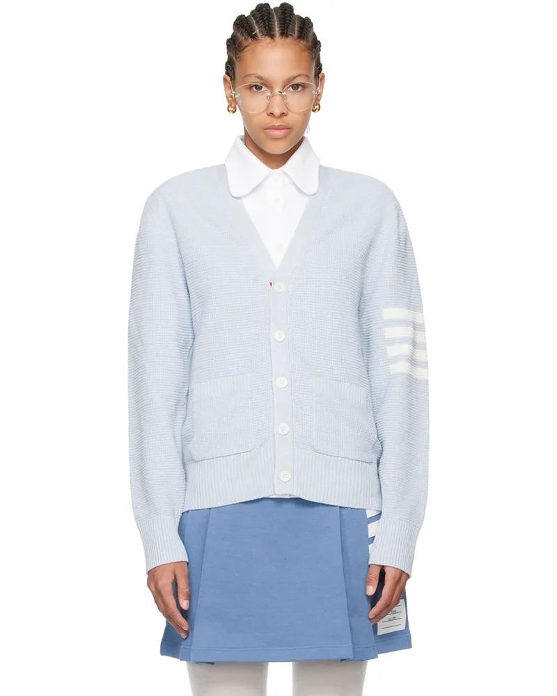Thom Browne Blue 4-Bar Cardigan 480