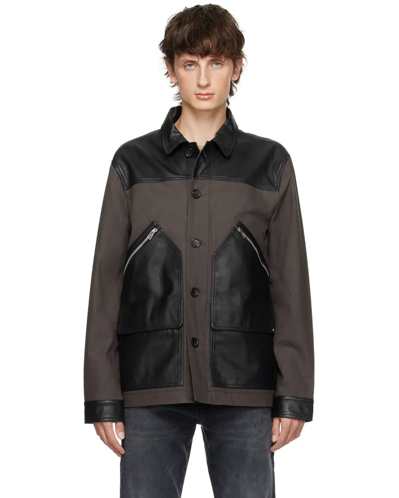 Paul Smith Brown Paneled Leather Jacket 79