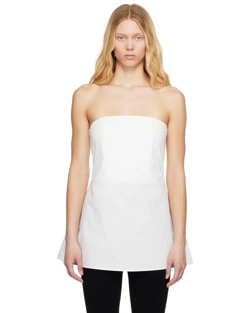 Róhe White Sculptural Cotton Top 100_303