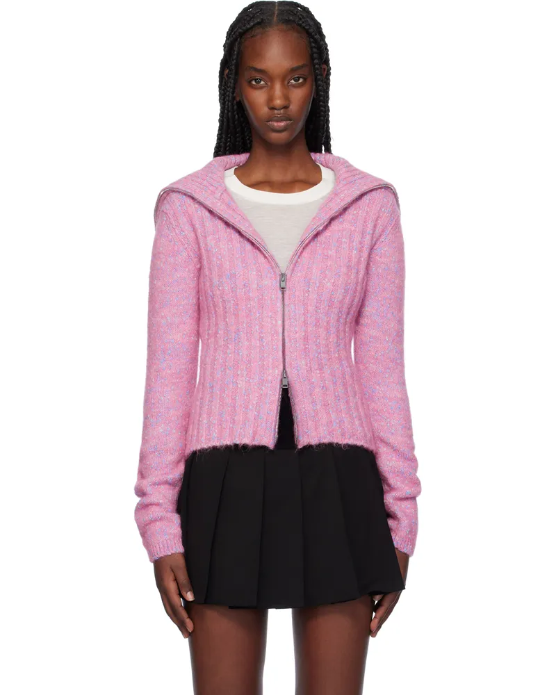 Ganni Pink Highneck Zip Cardigan 295