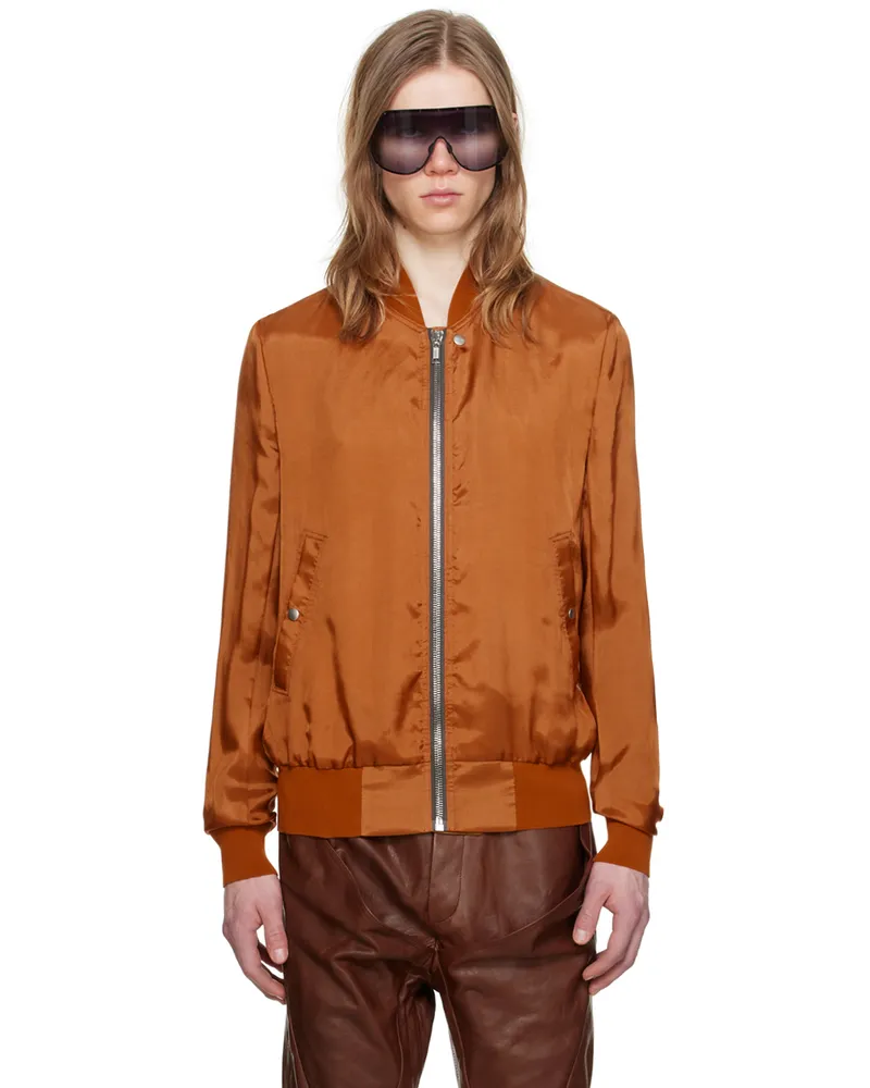 Rick Owens Orange Classic Flight Bomber Jacket Clay