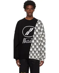 WE 11 DONE Black & White Paneled Sweater Black