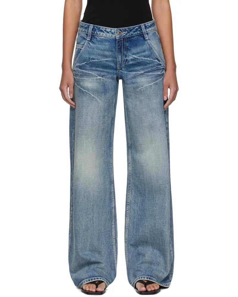 Fax Copy Express Blue '888' Low-Rise Loose Jeans Light