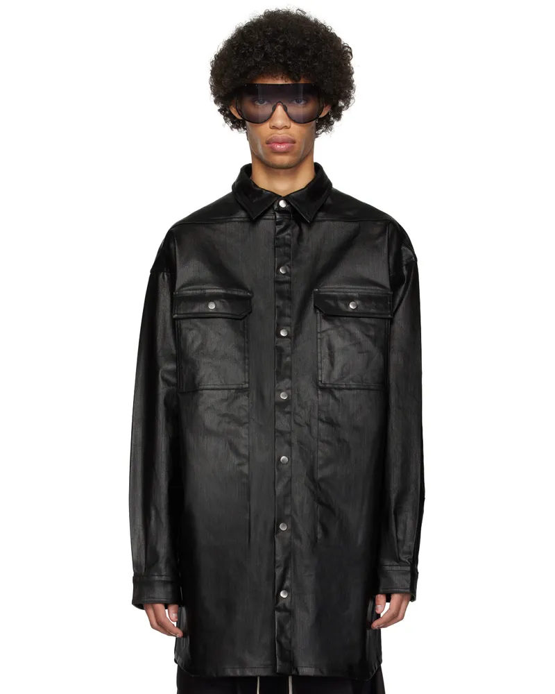 Rick Owens Black Dropped Shoulder Denim Shirt 09