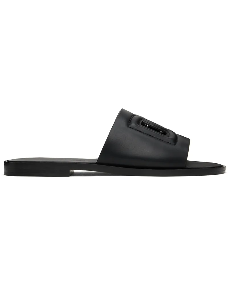 Dolce & Gabbana Black Calfskin Slides Nero