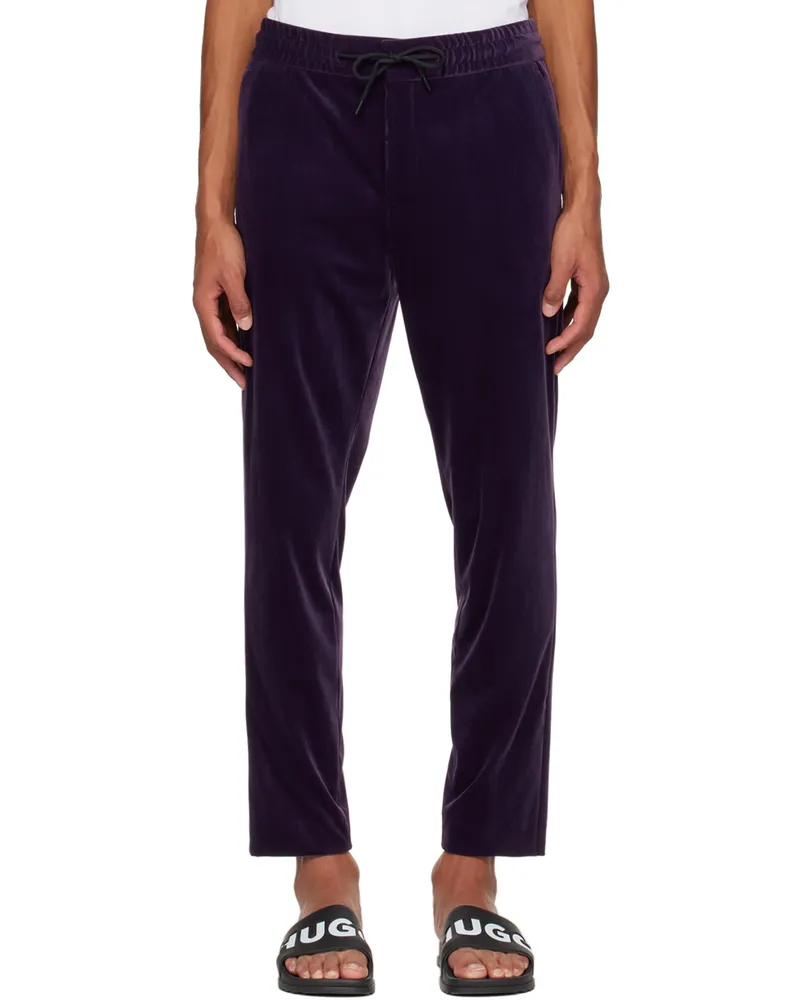 HUGO BOSS Purple Slim-Fit Trousers Dark