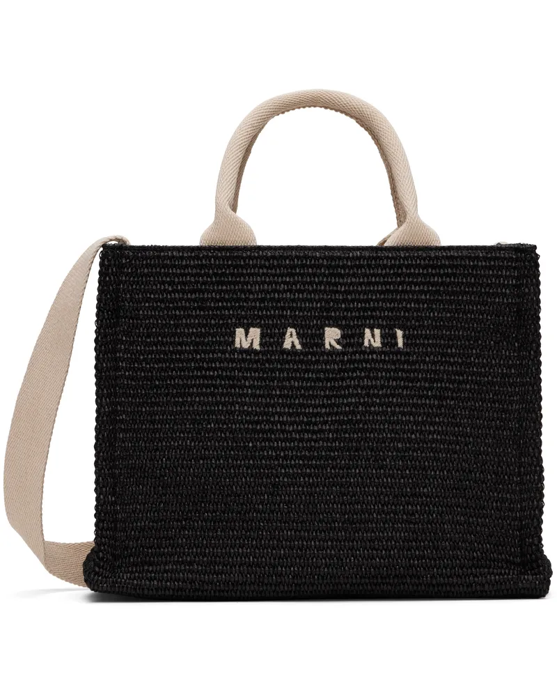 Marni Black Raffia-Effect Small Tote Z1q44