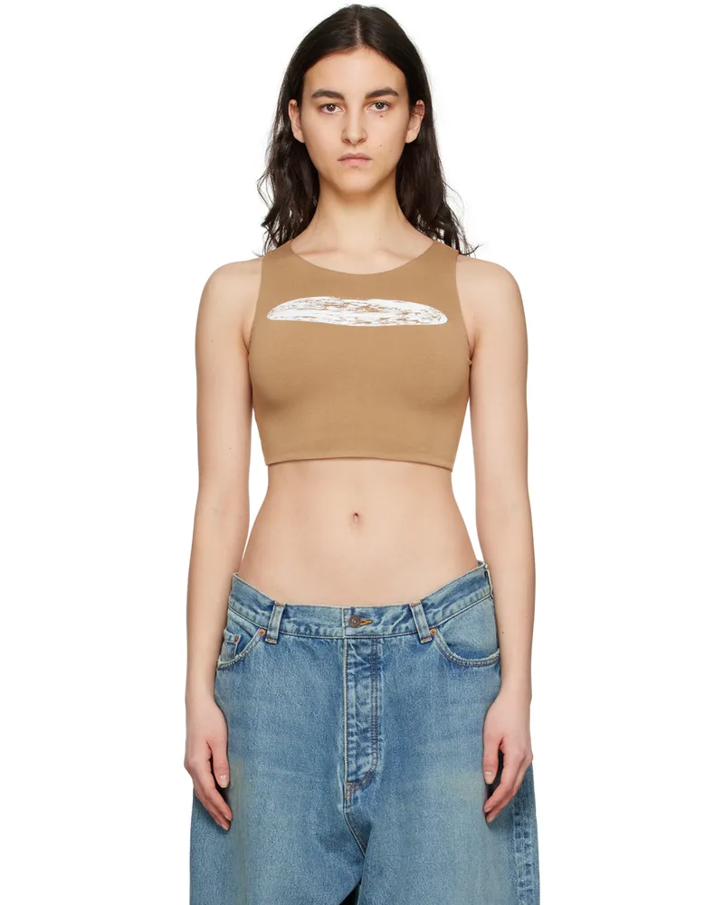 SERAPIS SSENSE Exclusive Beige Thermal Tank Top Sand