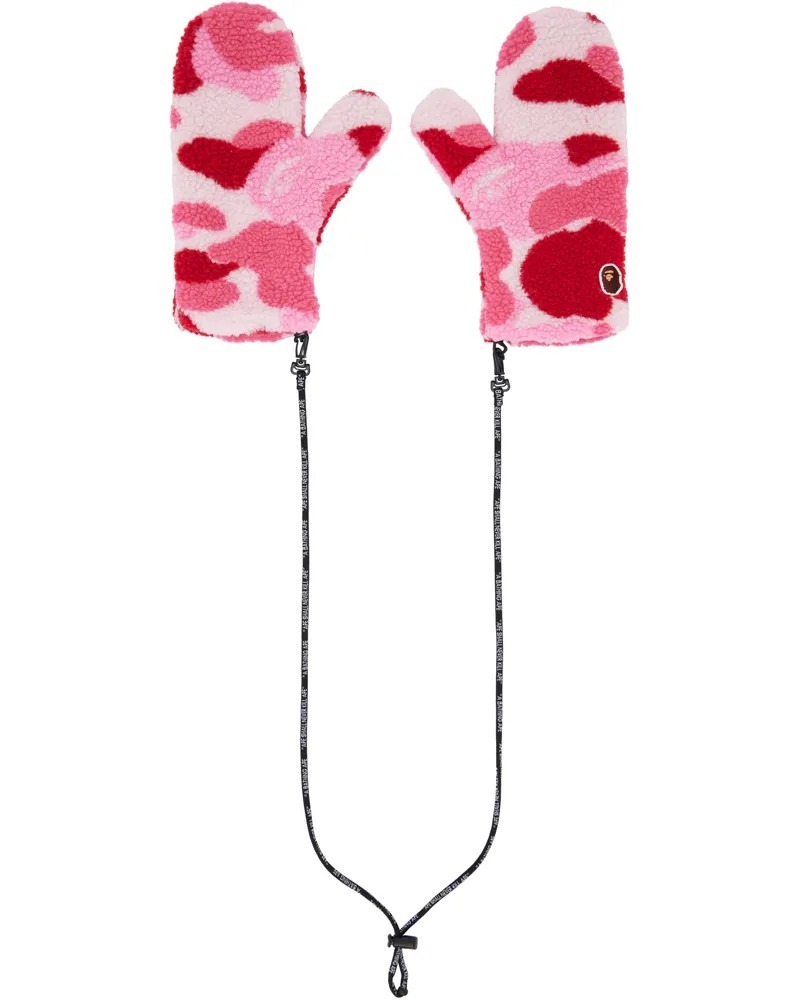 BAPE Pink Abc Camo Boa Mitts Pink