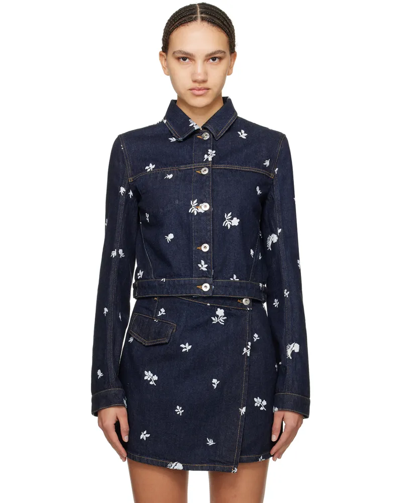 Lanvin Navy Embroidered Denim Jacket 29