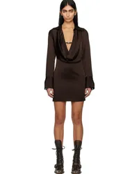 Blumarine Brown Cowl Neck Minidress Nchocolate