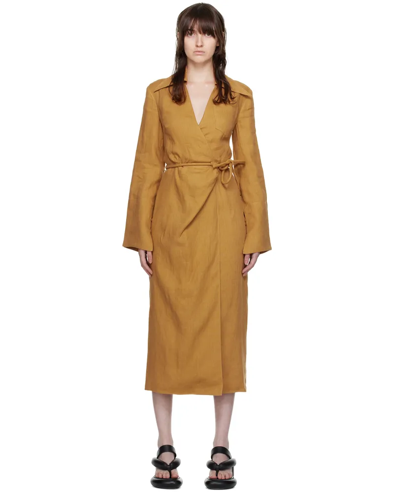 Nanushka Tan Farah Midi Dress Camel