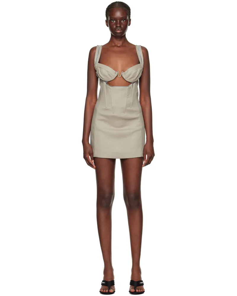 Dion Lee Beige Zip Underwire Minidress Alloy