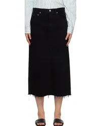 AGOLDE Black Della Denim Midi Skirt Despair