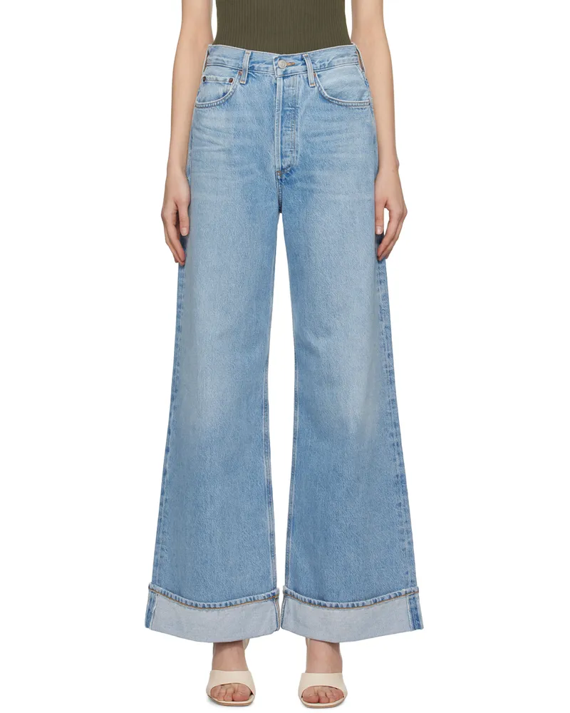 AGOLDE Blue Dame High Rise Wide Leg Jeans Showdown