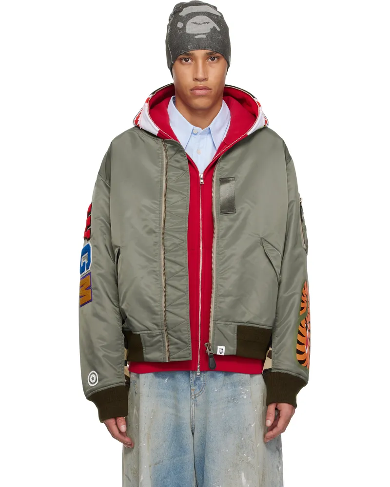 BAPE Green Shark MA-1 Bomber Jacket Old-olive