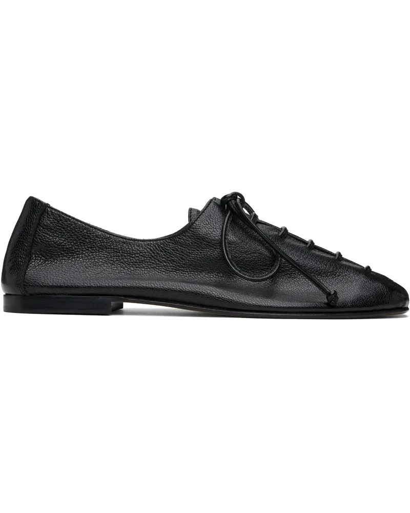 HEREU Black Plegada Supple Shiny Oxfords Black