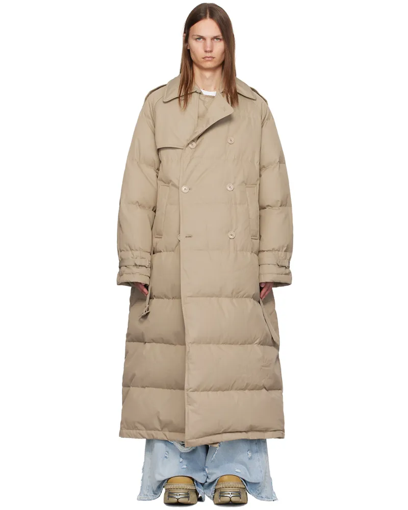 VETEMENTS Beige Quilted Down Trench Coat Beige