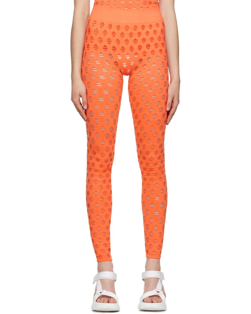 Maisie Wilen Orange Perforated Leggings Carrot