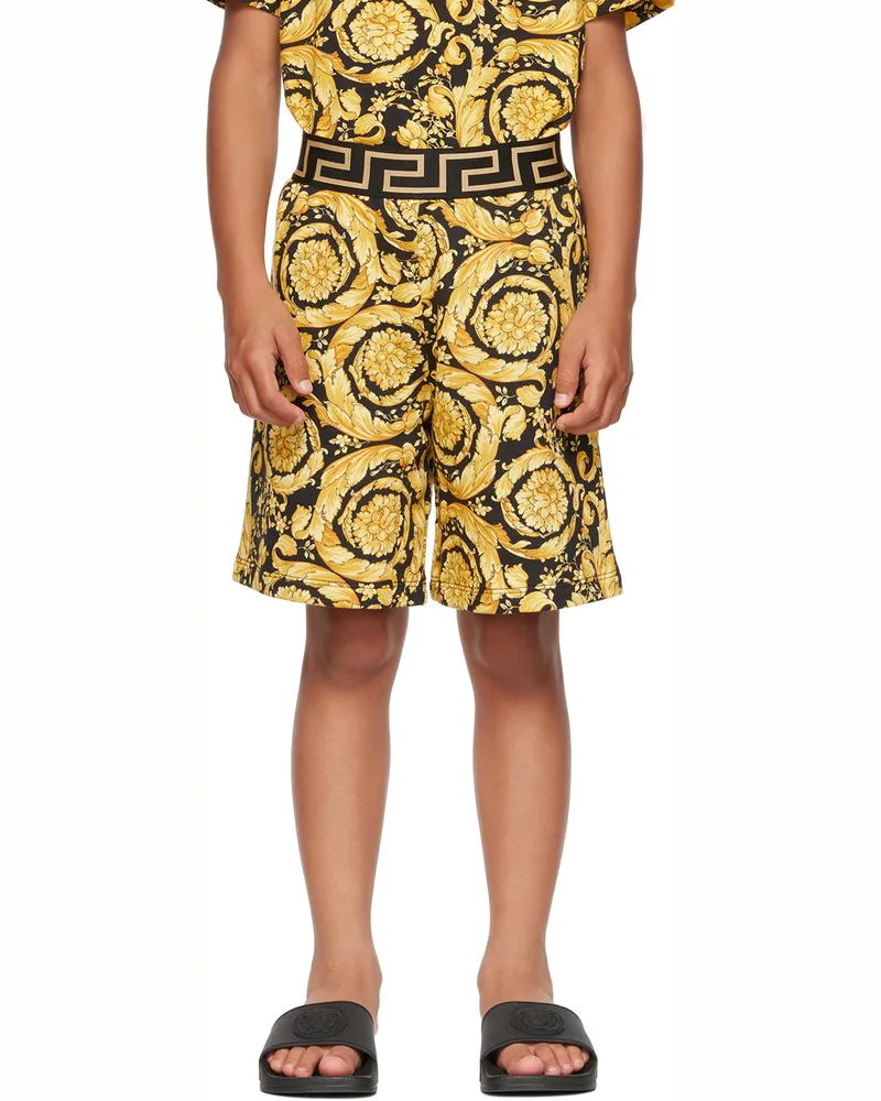 Versace Kids Black Barocco Shorts 5b000