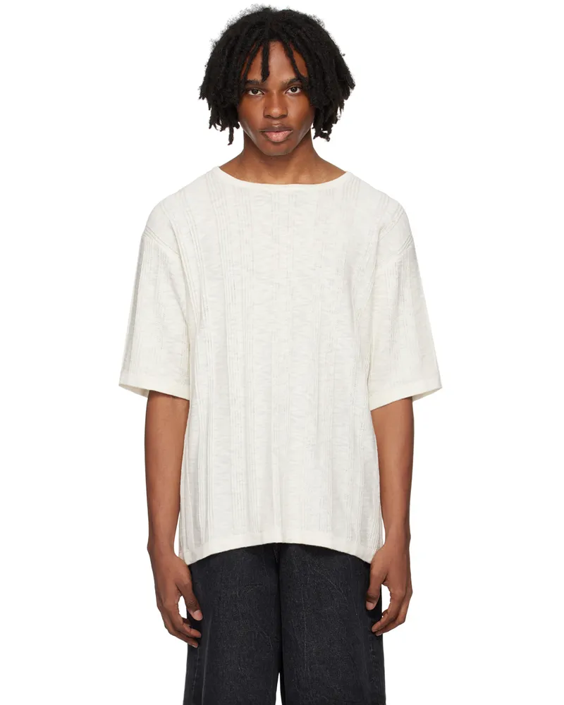 COMMAS Off-White Tuck Stitch T-Shirt Off