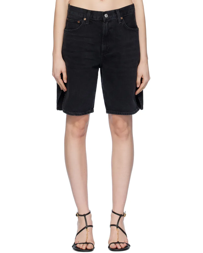 AGOLDE Black Vida Denim Shorts Hitch